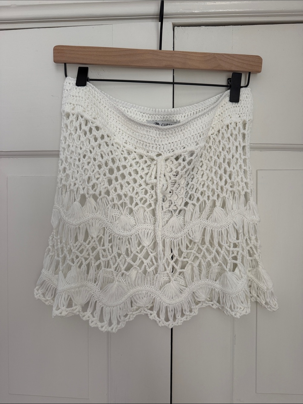Cupshe White Crochet Drawstring Beach Cover-Up Skirt